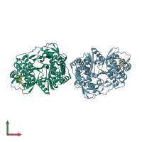 PDB entry 2d41 coloured by chain, front view.