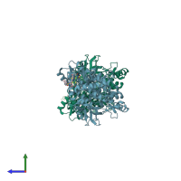 PDB entry 2d41 coloured by chain, side view.