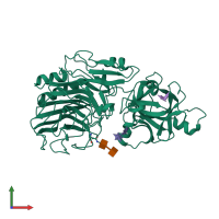 PDB entry 2d43 coloured by chain, front view.