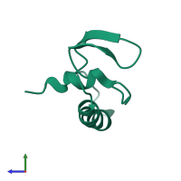 PDB entry 2d46 coloured by chain, side view.