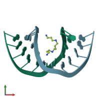 PDB entry 2d47 coloured by chain, front view.