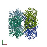 PDB entry 2d4e coloured by chain, front view.