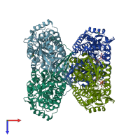 PDB entry 2d4e coloured by chain, top view.