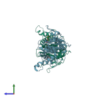 PDB entry 2d4h coloured by chain, side view.