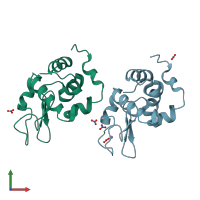 PDB entry 2d4i coloured by chain, front view.