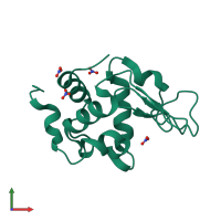 PDB entry 2d4j coloured by chain, front view.