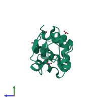 PDB entry 2d4j coloured by chain, side view.