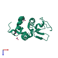 PDB entry 2d4j coloured by chain, top view.