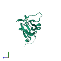 PDB entry 2d4l coloured by chain, side view.