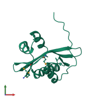PDB entry 2d4o coloured by chain, front view.
