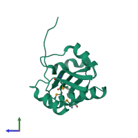 PDB entry 2d4o coloured by chain, side view.