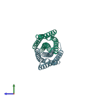 PDB entry 2d4u coloured by chain, side view.