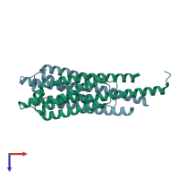 PDB entry 2d4u coloured by chain, top view.