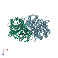 PDB entry 2d51 coloured by chain, top view.