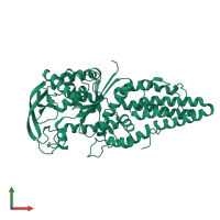 PDB entry 2d54 coloured by chain, front view.