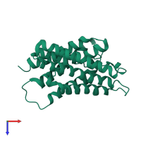 PDB entry 2d57 coloured by chain, top view.