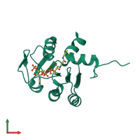 PDB entry 2d5a coloured by chain, front view.