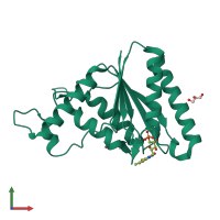 PDB entry 2d5i coloured by chain, front view.