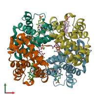 PDB entry 2d5z coloured by chain, front view.