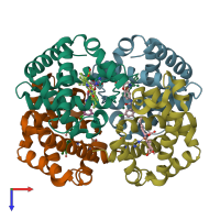 PDB entry 2d60 coloured by chain, top view.