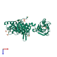 PDB entry 2d62 coloured by chain, top view.