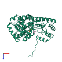 PDB entry 2d63 coloured by chain, top view.