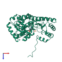 PDB entry 2d65 coloured by chain, top view.