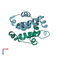 PDB entry 2d68 coloured by chain, top view.