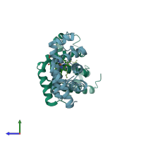 PDB entry 2d6c coloured by chain, side view.