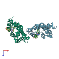 PDB entry 2d6c coloured by chain, top view.