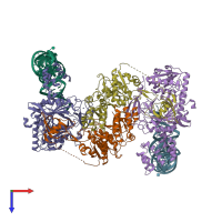 PDB entry 2d6f coloured by chain, top view.