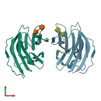 PDB entry 2d6p coloured by chain, front view.
