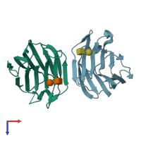 PDB entry 2d6p coloured by chain, top view.