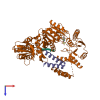 PDB entry 2d7d coloured by chain, top view.