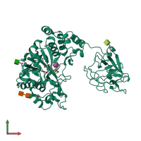 PDB entry 2d7i coloured by chain, front view.