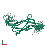 PDB entry 2d7m coloured by chain, ensemble of 20 models, front view.