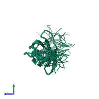 PDB entry 2d7m coloured by chain, ensemble of 20 models, side view.