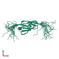 PDB entry 2d7o coloured by chain, ensemble of 20 models, front view.