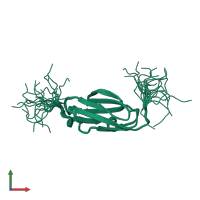 PDB entry 2d7q coloured by chain, ensemble of 20 models, front view.