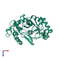 PDB entry 2d7u coloured by chain, top view.