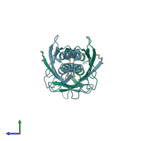 PDB entry 2d7v coloured by chain, side view.