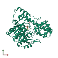 PDB entry 2d7y coloured by chain, front view.