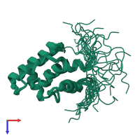 PDB entry 2d85 coloured by chain, ensemble of 20 models, top view.