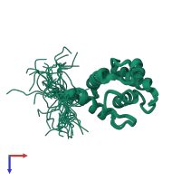 PDB entry 2d87 coloured by chain, ensemble of 20 models, top view.