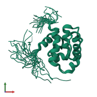 PDB entry 2d88 coloured by chain, ensemble of 20 models, front view.