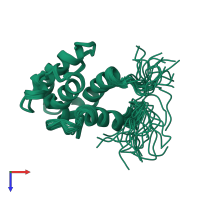 PDB entry 2d89 coloured by chain, ensemble of 20 models, top view.