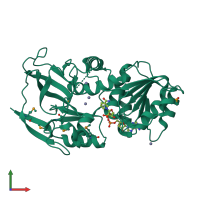 PDB entry 2d8a coloured by chain, front view.