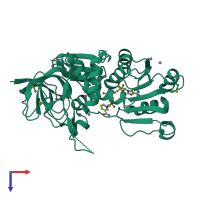 PDB entry 2d8a coloured by chain, top view.