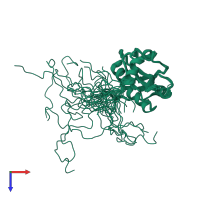 PDB entry 2d8b coloured by chain, ensemble of 20 models, top view.
