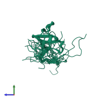 PDB entry 2d8h coloured by chain, ensemble of 20 models, side view.